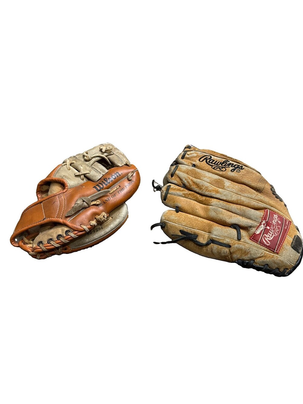 Lot Of 2 Vintage Baseball Mitts WilsonGeorge Brett Youth Rawlings Alex Rodriguez